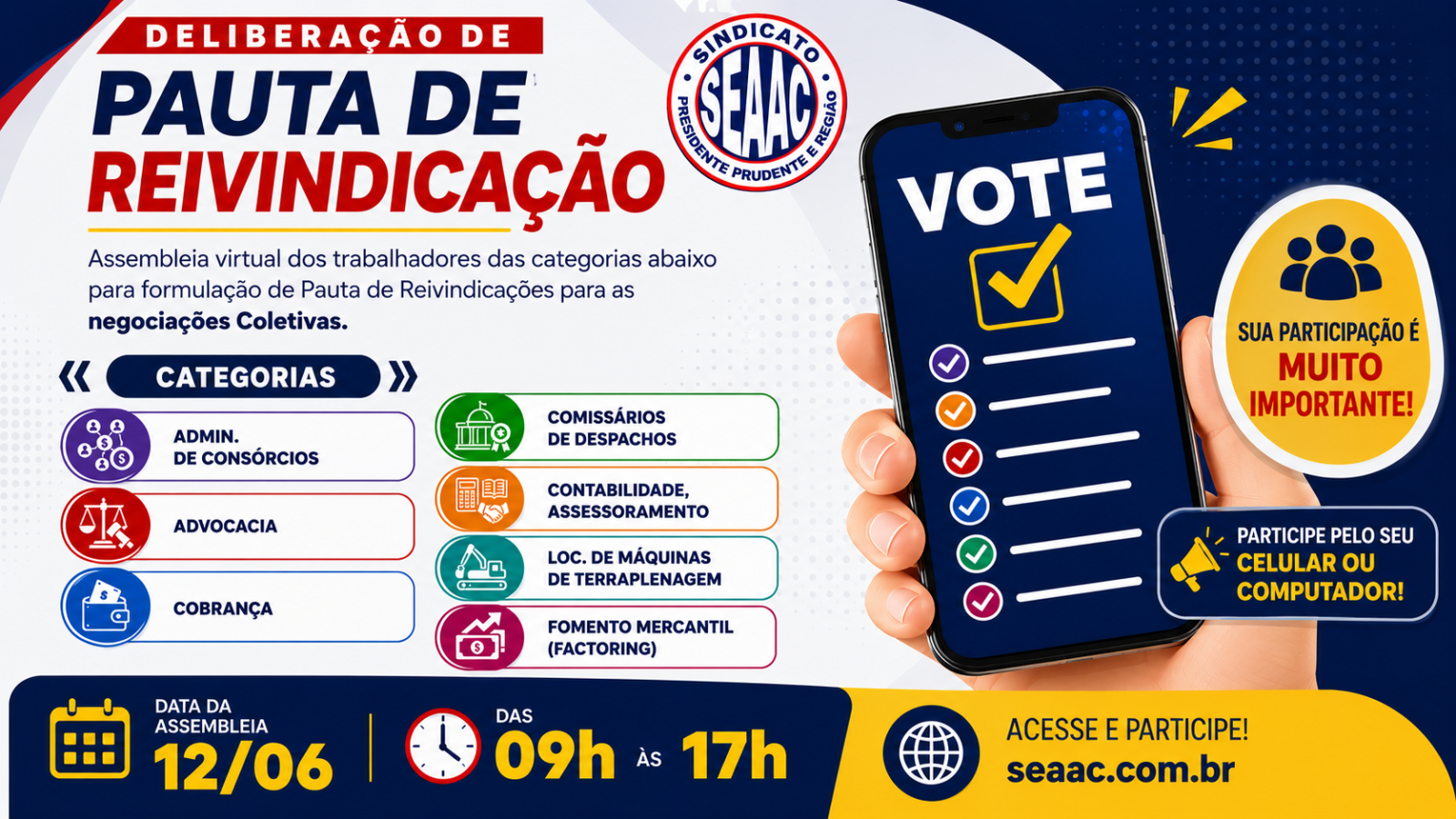 ASSEMBLEIA VIRTUAL DAS CATEGORIAS DE AGOSTO