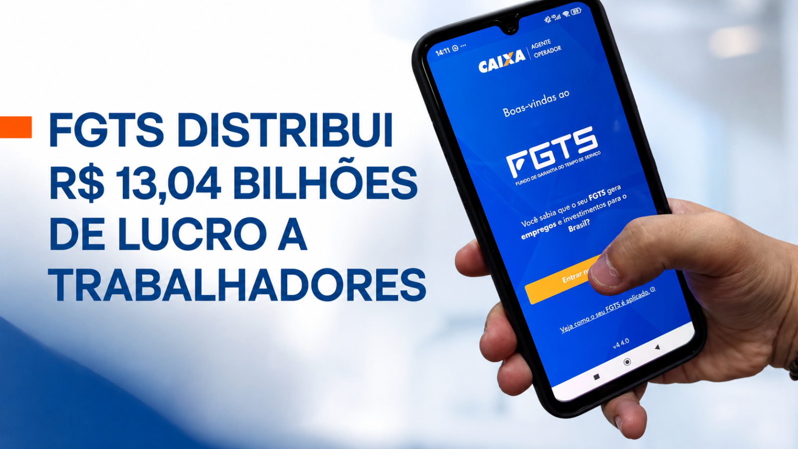 LUCRO DO FGTS SERÁ CREDITADO AOS TRABALHADORES